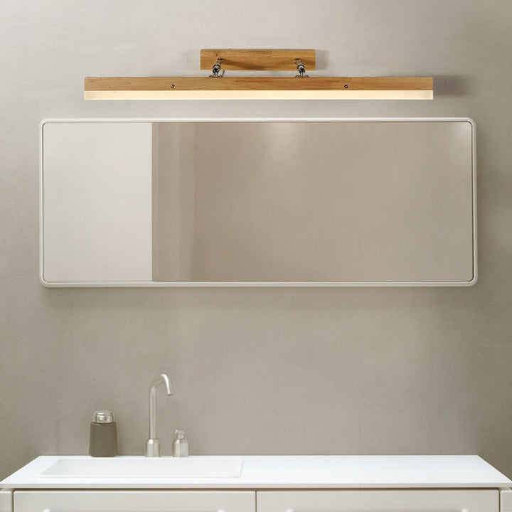 Skørter | Linear Vanity Light Contemporary Wood Led Beige Wall Mounted Vanity Lamp in White/Warm Light, 16"/23.5"/31.5" Wide