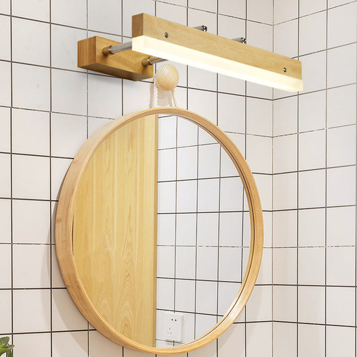 Skørter | Linear Vanity Light Contemporary Wood Led Beige Wall Mounted Vanity Lamp in White/Warm Light, 16"/23.5"/31.5" Wide