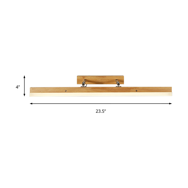 Skørter | Linear Vanity Light Contemporary Wood Led Beige Wall Mounted Vanity Lamp in White/Warm Light, 16"/23.5"/31.5" Wide