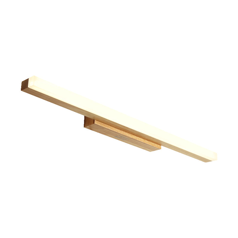 Skørter | Wooden Linear Vanity Lamp Modernist Led 16"/23.5"/31.5" Wide Beige Vanity Sconce Light in White/Warm Light