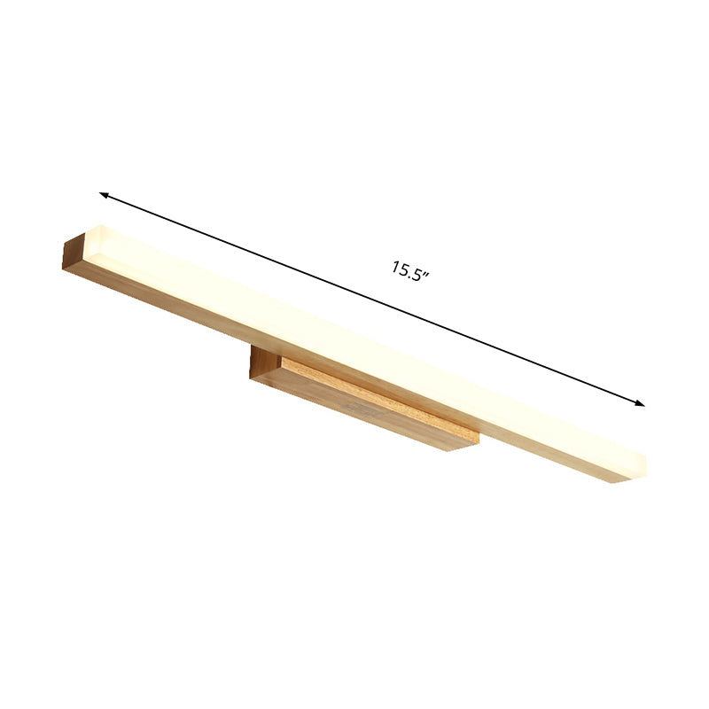 Skørter | Wooden Linear Vanity Lamp Modernist Led 16"/23.5"/31.5" Wide Beige Vanity Sconce Light in White/Warm Light
