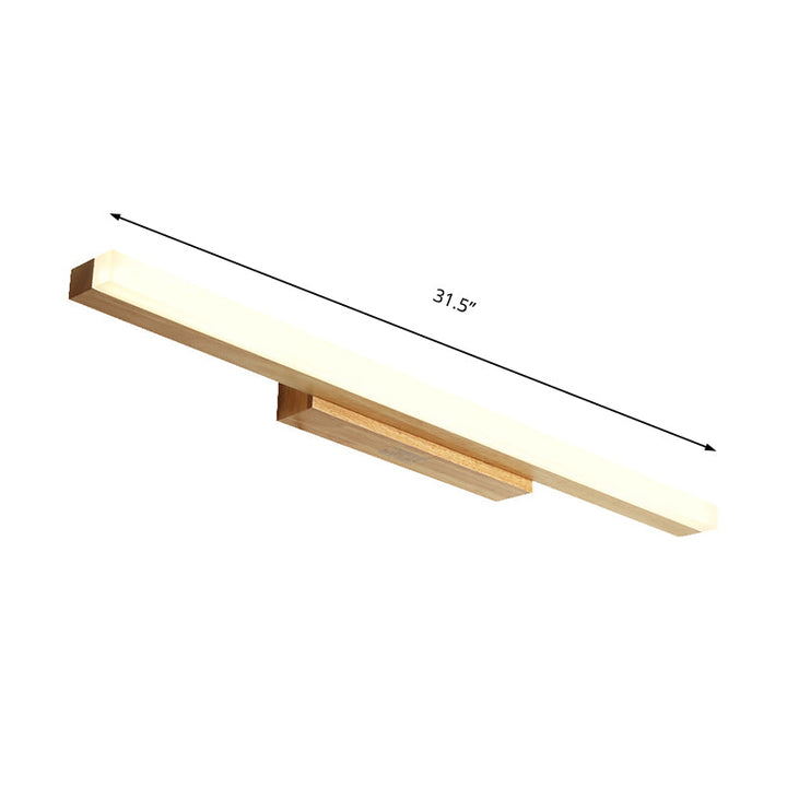 Skørter | Wooden Linear Vanity Lamp Modernist Led 16"/23.5"/31.5" Wide Beige Vanity Sconce Light in White/Warm Light