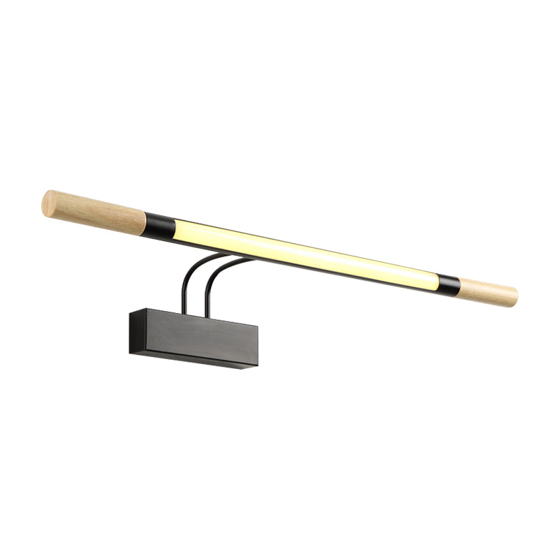 Skørter | Linear Vanity Lighting Modern LED Wood Vanity Wall Lamp with Curved White/Black Arm in White/Warm Light