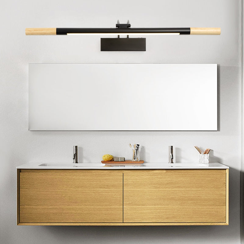Skørter | Linear Vanity Lighting Modern LED Wood Vanity Wall Lamp with Curved White/Black Arm in White/Warm Light