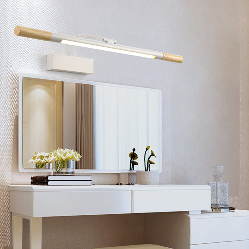 Skørter | Linear Vanity Lighting Modern LED Wood Vanity Wall Lamp with Curved White/Black Arm in White/Warm Light