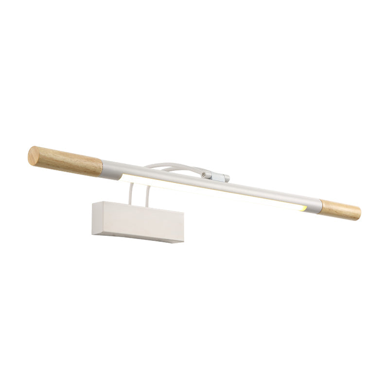 Skørter | Linear Vanity Lighting Modern LED Wood Vanity Wall Lamp with Curved White/Black Arm in White/Warm Light