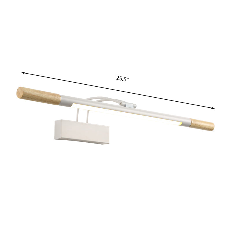 Skørter | Linear Vanity Lighting Modern LED Wood Vanity Wall Lamp with Curved White/Black Arm in White/Warm Light