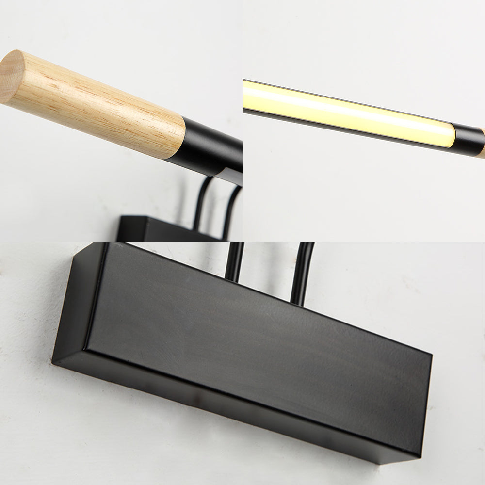 Skørter | Linear Vanity Lighting Modern LED Wood Vanity Wall Lamp with Curved White/Black Arm in White/Warm Light
