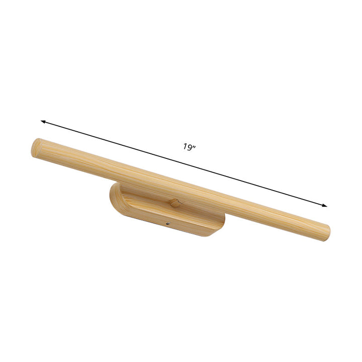 Skørter | Tube Wood Vanity Wall Light Modernist 19"/23"/27" Width LED Beige Wall Mounted Vanity Light Fixture in White/Warm/Natural Light