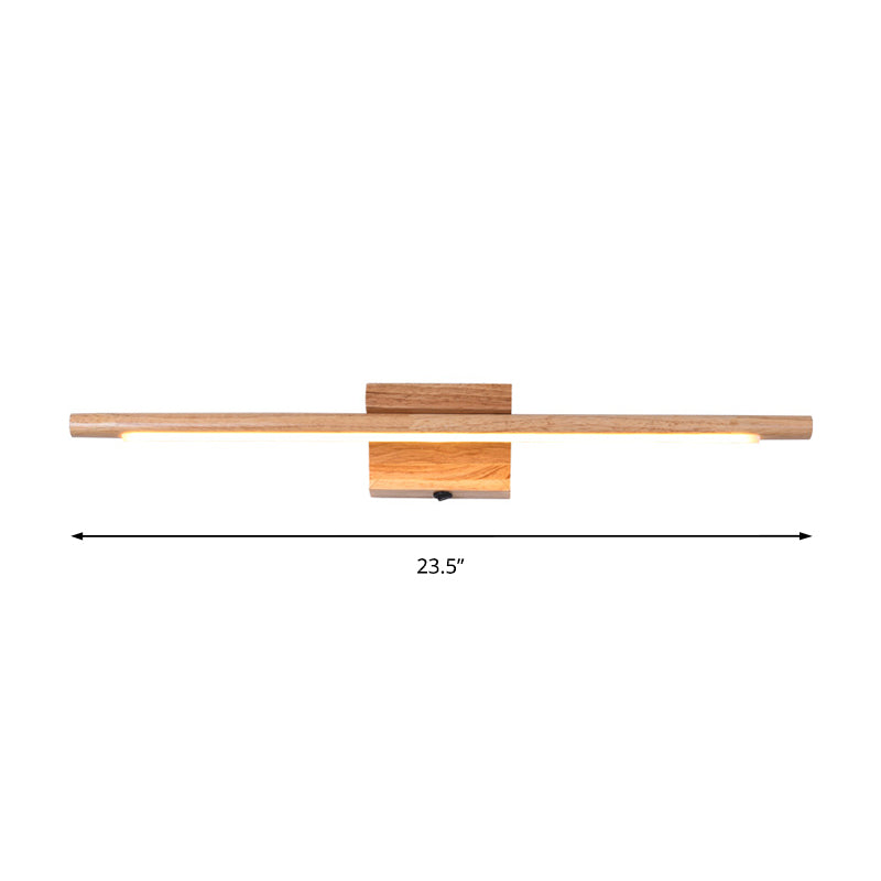 Skørter | Slim Wood Vanity Sconce Lamp Modernist Led Beige Wall Mounted Light Fixture in White/Warm Light