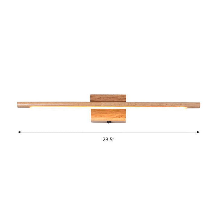 Skørter | Slim Wood Vanity Sconce Lamp Modernist Led Beige Wall Mounted Light Fixture in White/Warm Light