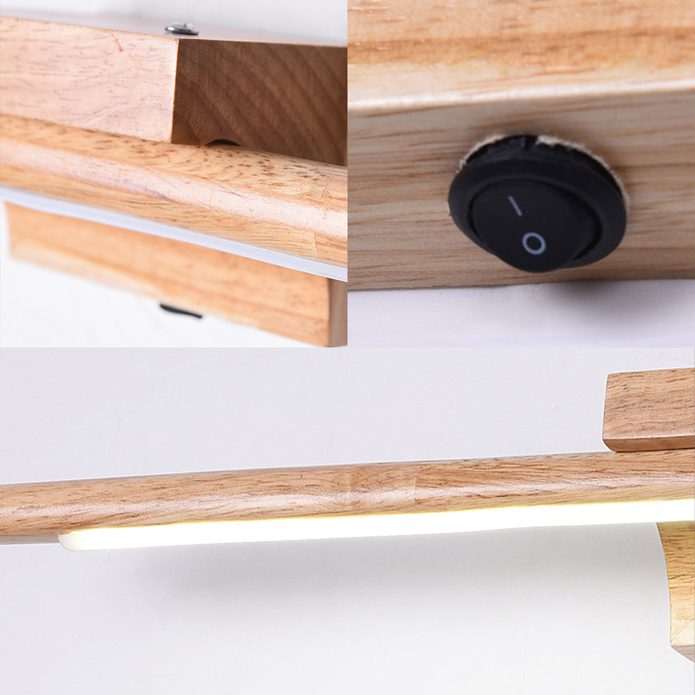 Skørter | Slim Wood Vanity Sconce Lamp Modernist Led Beige Wall Mounted Light Fixture in White/Warm Light