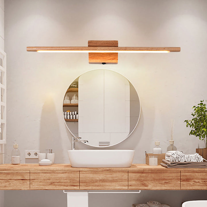 Skørter | Slim Wood Vanity Sconce Lamp Modernist Led Beige Wall Mounted Light Fixture in White/Warm Light