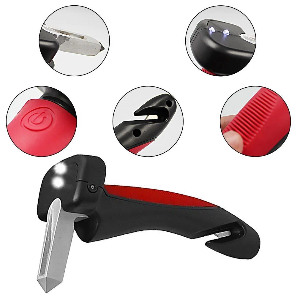 Lisslune | 3-in-1 Car Door Handle with Safety Features: Mobility Aid, Seat Belt Cutter, Window Breaker
