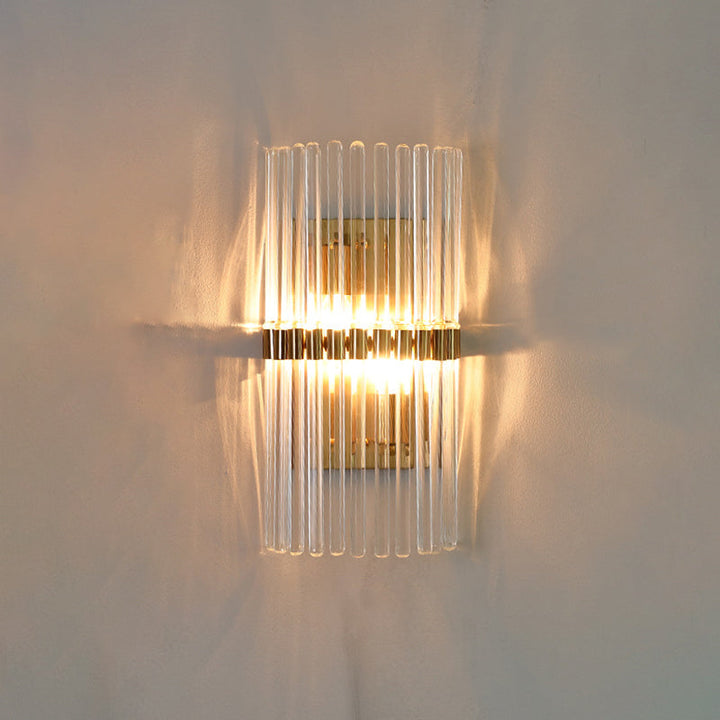 Skørter | Contemporary Columns Wall Light Crystal 2 Heads Living Room Wall Mounted Lamp in Gold