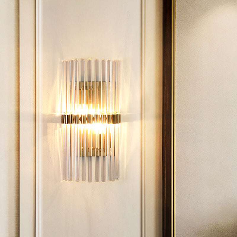 Skørter | Contemporary Columns Wall Light Crystal 2 Heads Living Room Wall Mounted Lamp in Gold