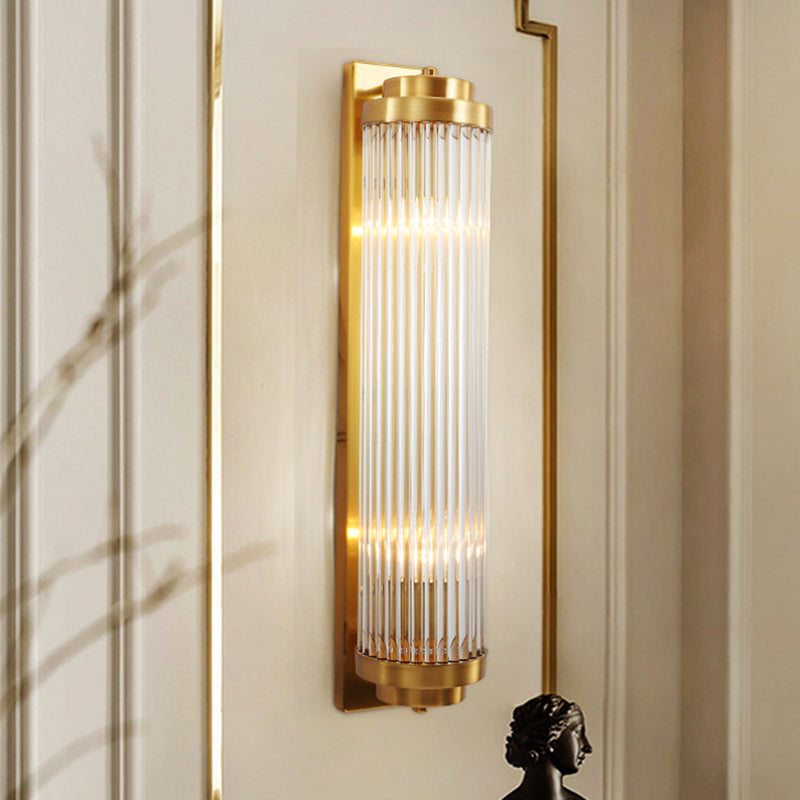 Skørter | Contemporary Columns Wall Light Crystal 2 Heads Living Room Wall Mounted Lamp in Gold