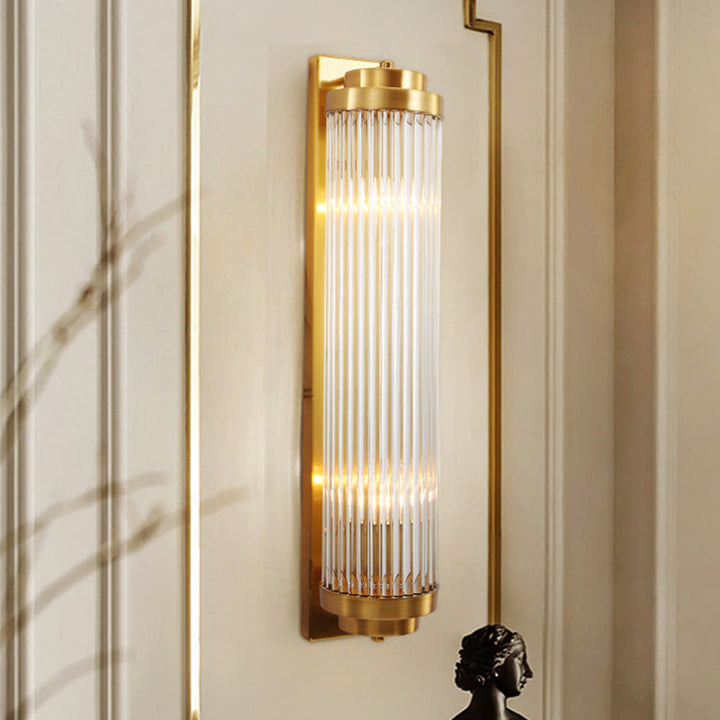 Skørter | Contemporary Columns Wall Light Crystal 2 Heads Living Room Wall Mounted Lamp in Gold