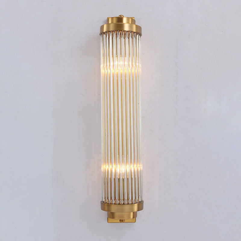 Skørter | Contemporary Columns Wall Light Crystal 2 Heads Living Room Wall Mounted Lamp in Gold