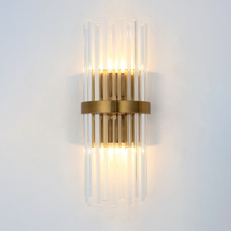 Skørter | Contemporary Columns Wall Light Crystal 2 Heads Living Room Wall Mounted Lamp in Gold