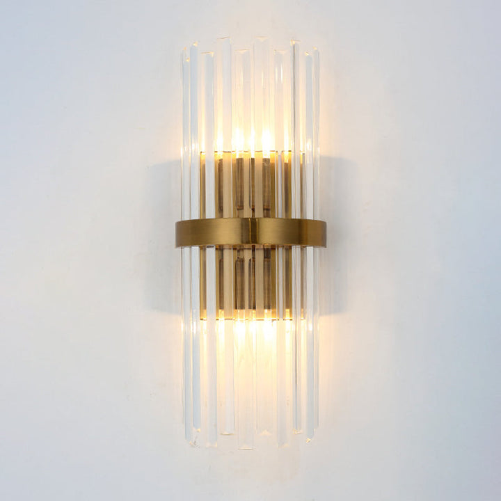 Skørter | Contemporary Columns Wall Light Crystal 2 Heads Living Room Wall Mounted Lamp in Gold