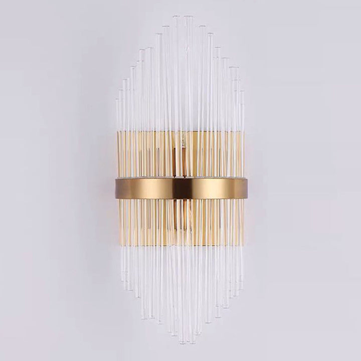 Lisslune | Shadow Wall Light Simplicity Crystal Rod 2 Bulbs Living Room Wall Mount Light in Gold