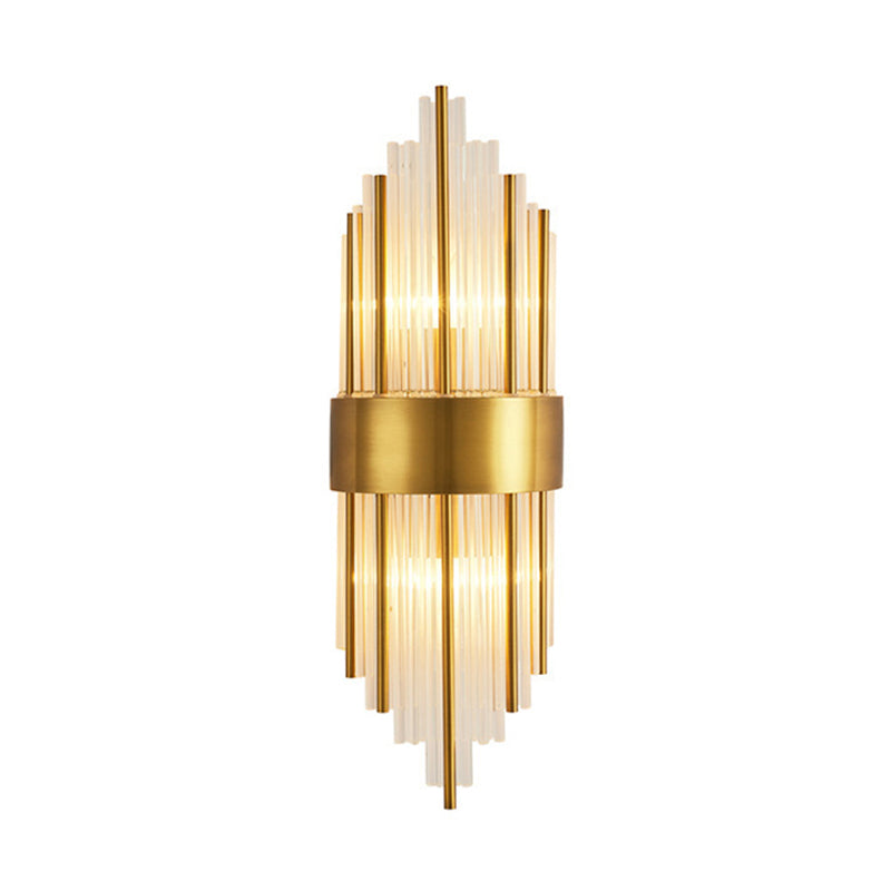 Lisslune | Shadow Wall Light Simplicity Crystal Rod 2 Bulbs Living Room Wall Mount Light in Gold