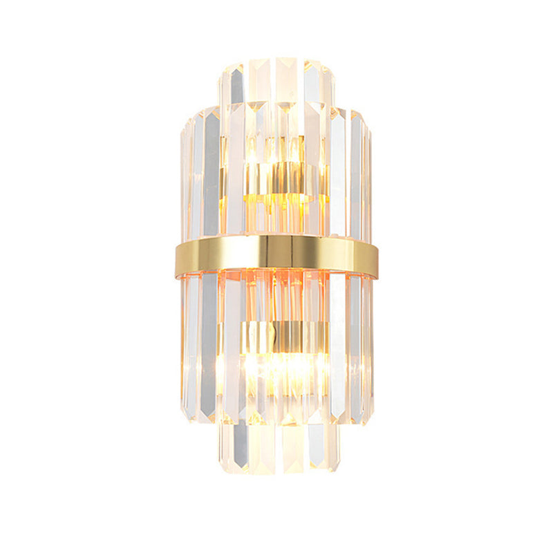 Lisslune | Shadow Wall Light Simplicity Crystal Rod 2 Bulbs Living Room Wall Mount Light in Gold