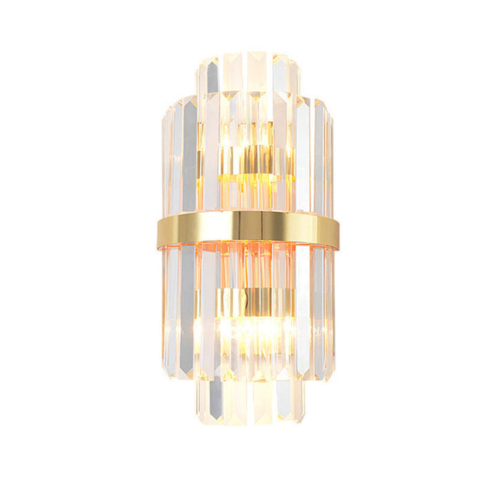 Lisslune | Shadow Wall Light Simplicity Crystal Rod 2 Bulbs Living Room Wall Mount Light in Gold