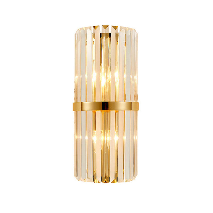 Lisslune | Shadow Wall Light Simplicity Crystal Rod 2 Bulbs Living Room Wall Mount Light in Gold