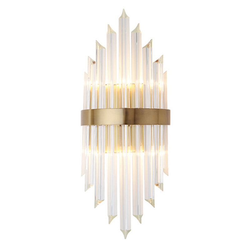 Lisslune | Shadow Wall Light Simplicity Crystal Rod 2 Bulbs Living Room Wall Mount Light in Gold