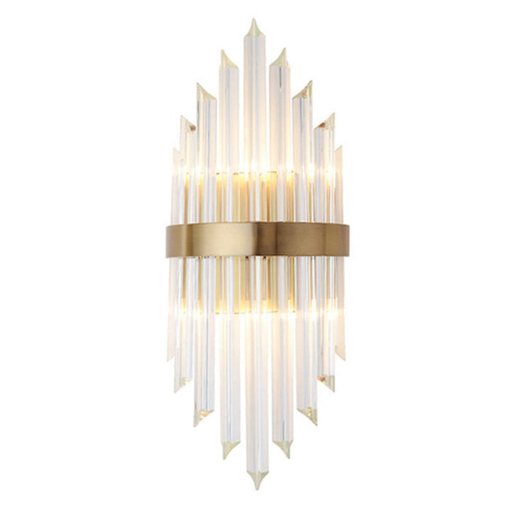 Lisslune | Shadow Wall Light Simplicity Crystal Rod 2 Bulbs Living Room Wall Mount Light in Gold