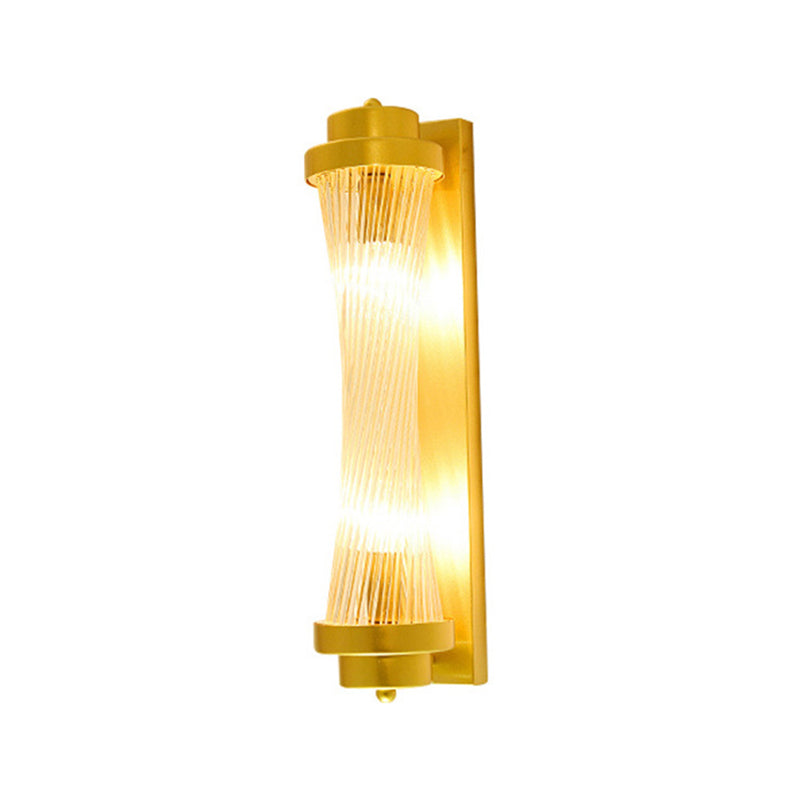 Lisslune | Shadow Wall Light Simplicity Crystal Rod 2 Bulbs Living Room Wall Mount Light in Gold