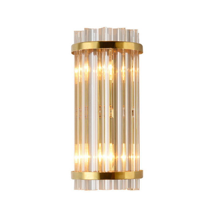 Lisslune | Shadow Wall Light Simplicity Crystal Rod 2 Bulbs Living Room Wall Mount Light in Gold
