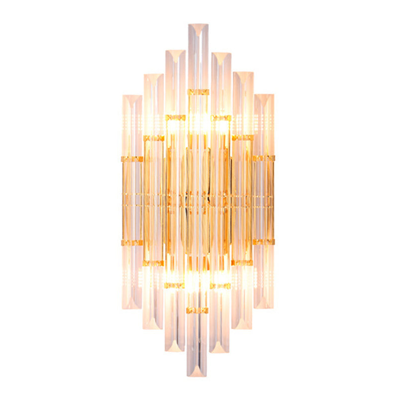 Lisslune | Shadow Wall Light Simplicity Crystal Rod 2 Bulbs Living Room Wall Mount Light in Gold