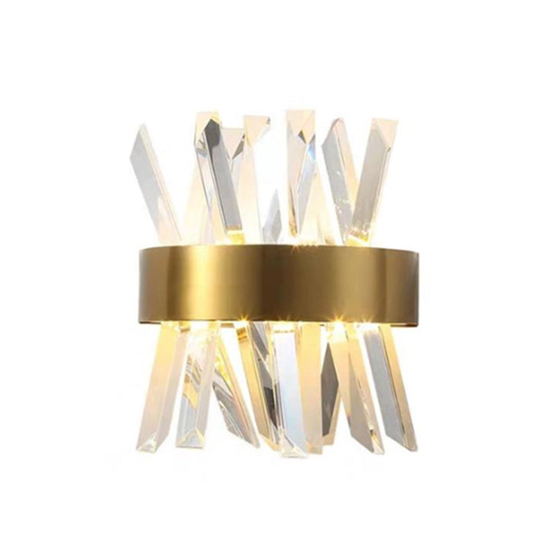Lisslune | Shadow Wall Light Simplicity Crystal Rod 2 Bulbs Living Room Wall Mount Light in Gold