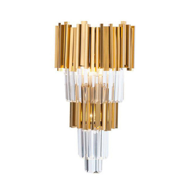 Lisslune | Shadow Wall Light Simplicity Crystal Rod 2 Bulbs Living Room Wall Mount Light in Gold