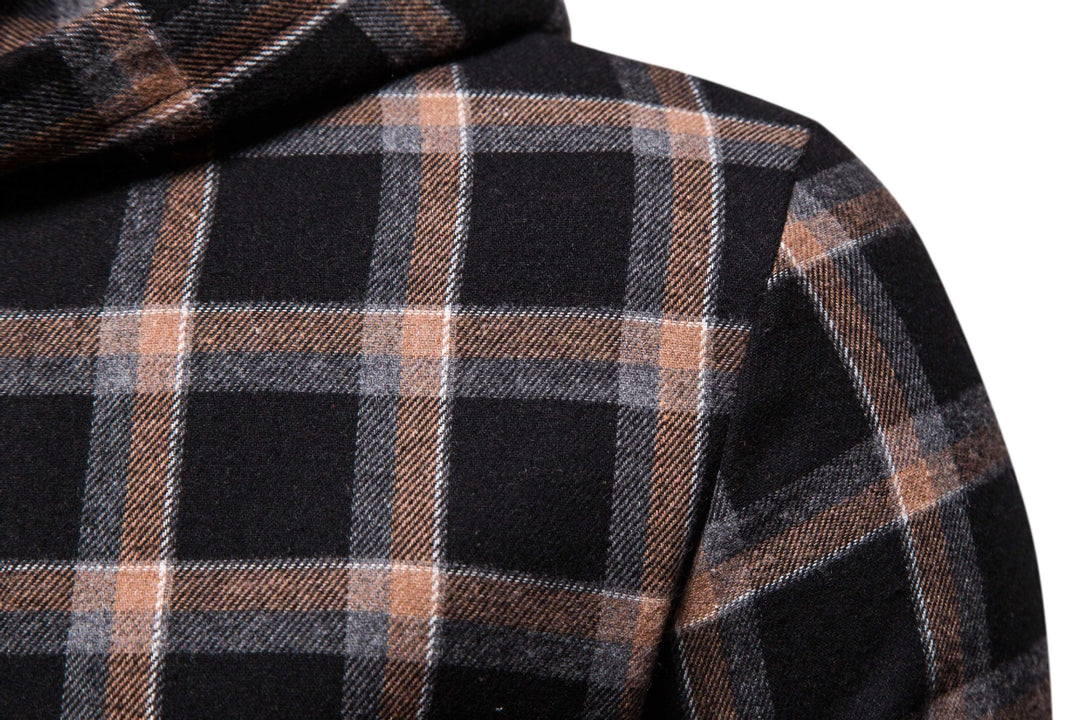 Men's Casual Flannel Shirt with Integrated Hoodie Lisslune