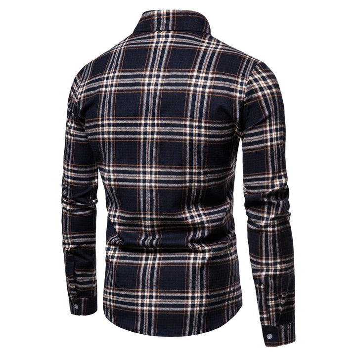 Men's Long Sleeve Shirt in Modern Check Pattern Lisslune