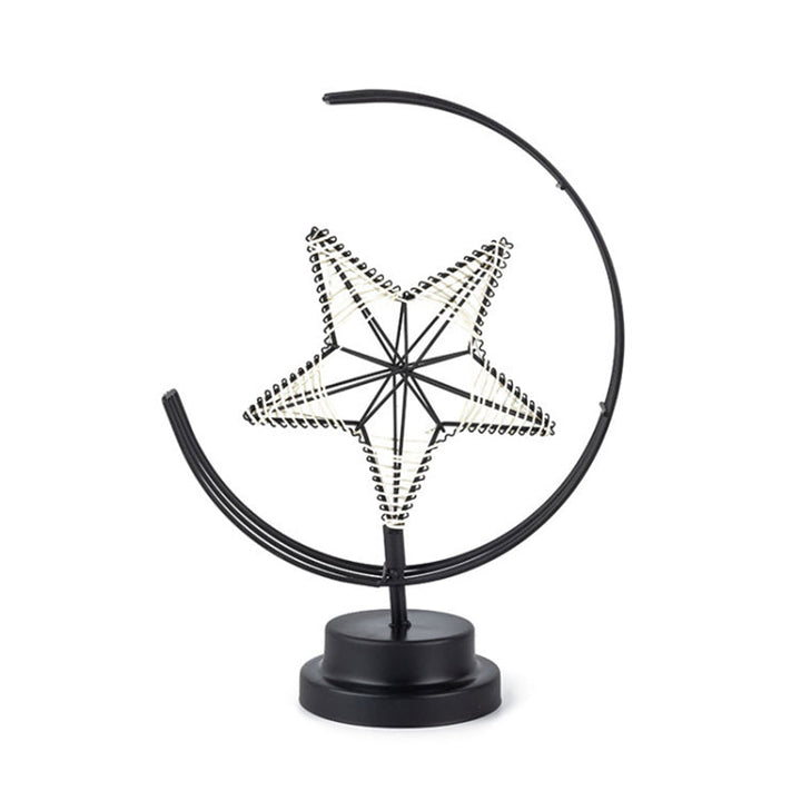 Skørter | Stars and Moon Metallic Battery Table Lighting Art Decor Black LED Nightstand Lamp for Bedroom