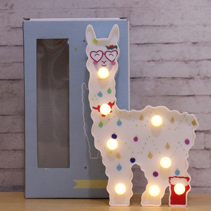 Skørter | Alpaca Shaped Plastic LED Table Lamp Children White Battery Wall Light for Bedroom