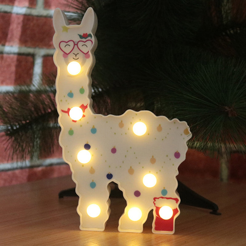 Skørter | Alpaca Shaped Plastic LED Table Lamp Children White Battery Wall Light for Bedroom
