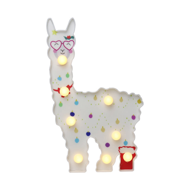 Skørter | Alpaca Shaped Plastic LED Table Lamp Children White Battery Wall Light for Bedroom