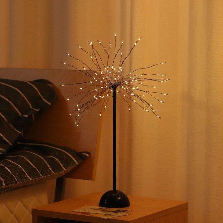 Skørter | Dandelion-shaped Metal Table Lighting Art Decor Black LED Nightstand Lamp for Bedroom
