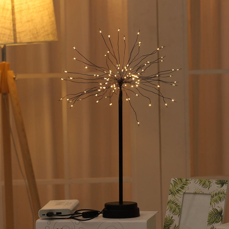 Skørter | Dandelion-shaped Metal Table Lighting Art Decor Black LED Nightstand Lamp for Bedroom