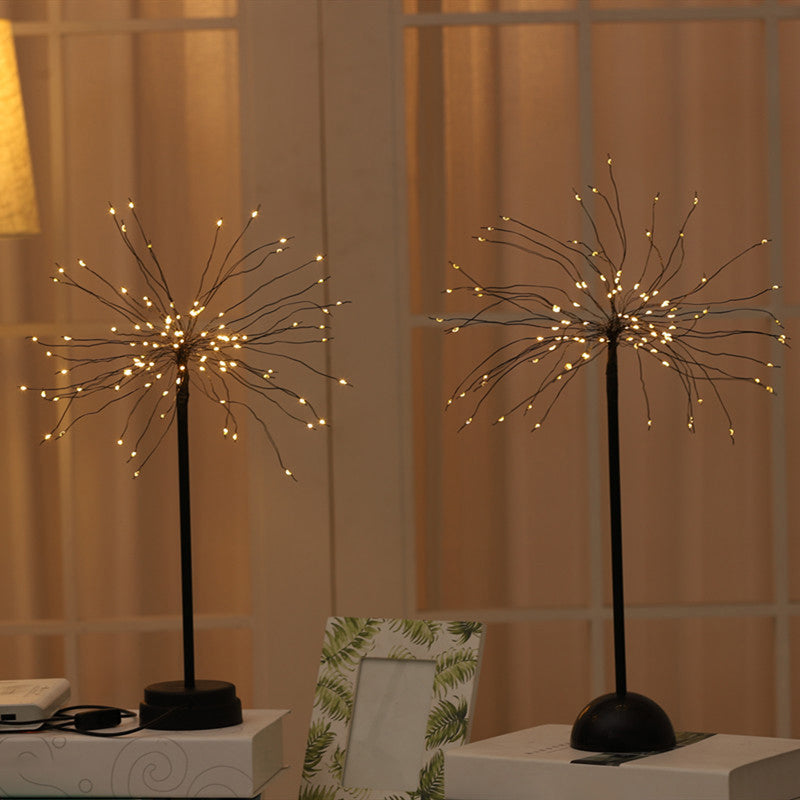 Skørter | Dandelion-shaped Metal Table Lighting Art Decor Black LED Nightstand Lamp for Bedroom