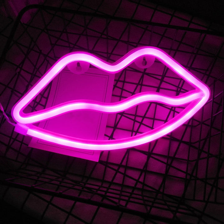 Skørter | Lip-shaped LED neon lighting Artistic plastic White battery-operated wall lamp for children's room