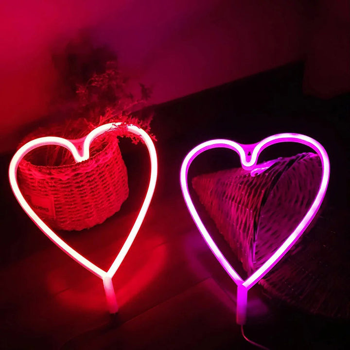 Skørter | Art Decor Heart-shaped LED Neon Night Light Bedroom Battery Wall Lighting Ideas in White