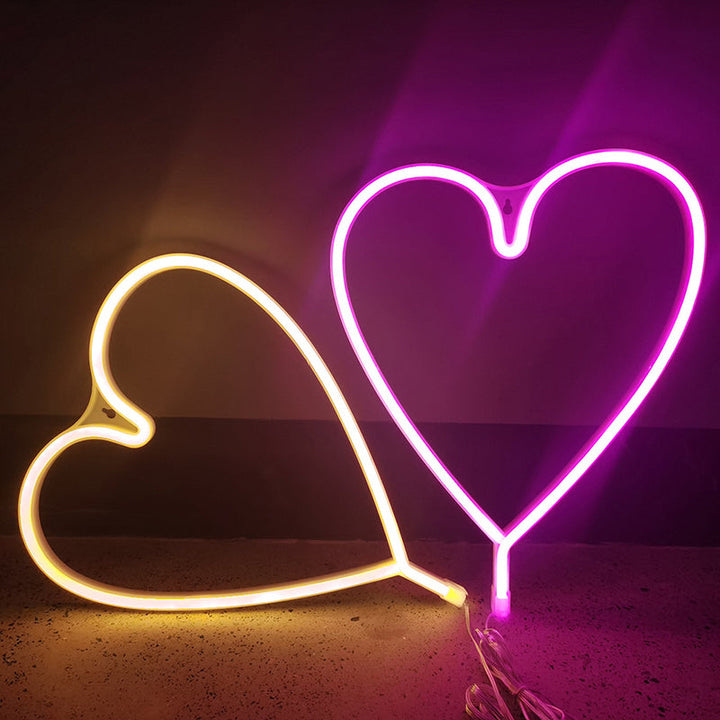 Skørter | Art Decor Heart-shaped LED Neon Night Light Bedroom Battery Wall Lighting Ideas in White