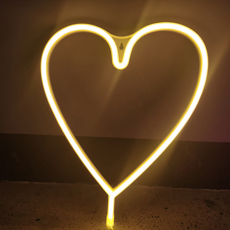 Skørter | Art Decor Heart-shaped LED Neon Night Light Bedroom Battery Wall Lighting Ideas in White